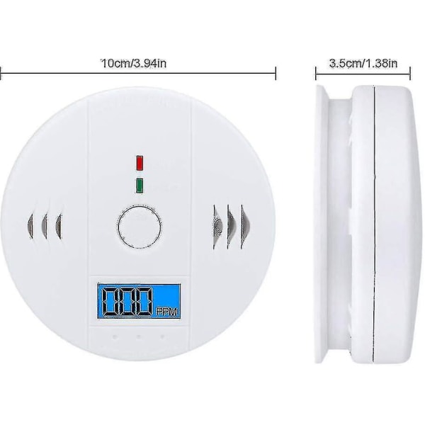 Kulmonoxiddetektor 3-pakke, Co-alarmdetektorsensor Batteridrevet med LCD-digitaldisplay F