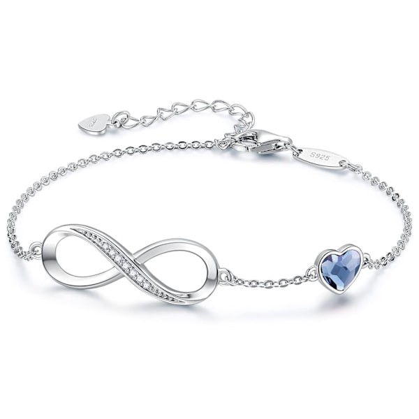 Hjärtarmband för kvinnor (Silver) Hjärta Infinity Armband Smycken Gåvor passar för alla åldersgrupper (18+5,5 cm)