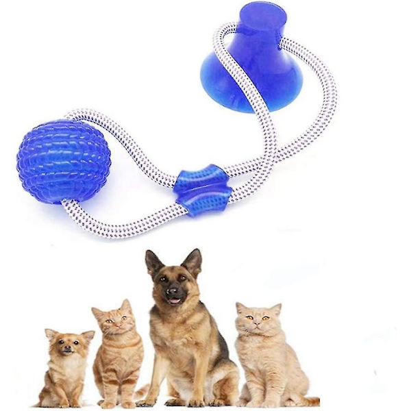 Husdjurs tuggleksak med sugkopp, multifunktionell tuggleksak och sugkopp, husdjurs tuggleksak, multifunktionell tuggleksak för hundar, hundsugkopp (blå)