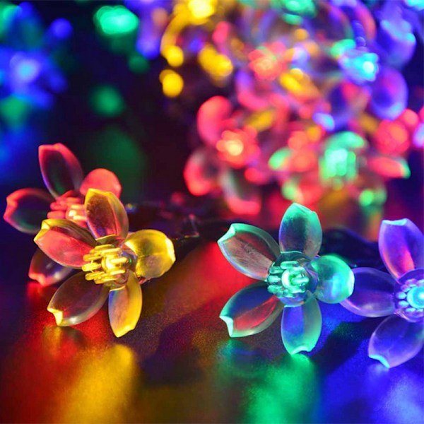 Solcellsdrivna körsbärsblommor för trädgård uteplats innergård jul halloween bröllopsfest dekoration konstgjorda älvljus LED utomhus