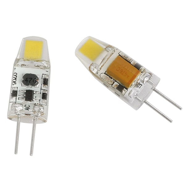 Flimmerfri LED G4-lampa 2-pack AC/DC 12V 1,2W 2700K G4 Varmvit Bi-Pin-bas Dammtät Kapsellampa Ersätt Halogenlampa