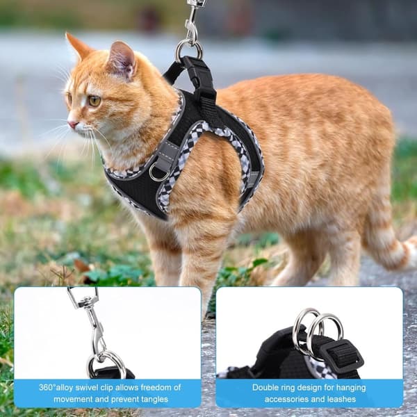 Adjustable Dog and Cat Harness with Leash, Reflective and Soft, Secure Fit, XXS