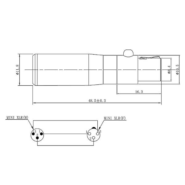 XLR Mini 3-pin hann til 4-pin hun lydadapter pluggkontakt Hi-Fi signalomformeradapter for mikrofonhøyttaler