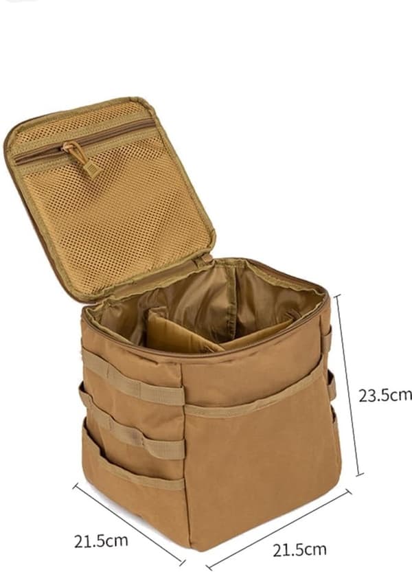 Bærbar Camping Opbevaringstaske Holdbar Polyester Multifunktionel Organizer til Gasbeholder Værktøj Køkkengrej Picnicudstyr Sort