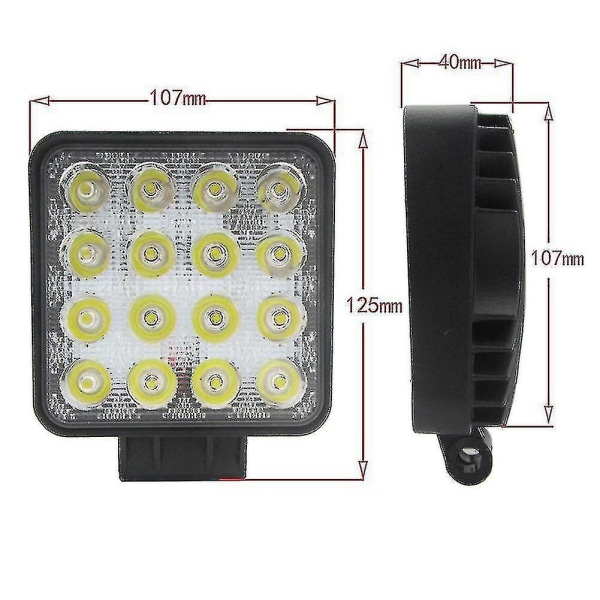 48w 6000k Led Spot Beam Kvadratiske Arbejdslys Lampe Traktor Suv Truck 4wd 12v 24v-YNP