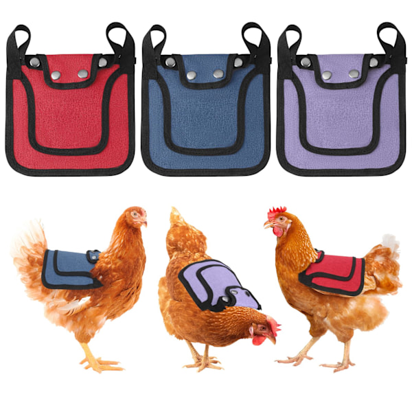 3Pcs Chicken Saddle for Hens, Chicken Saddles with Adjustable Strap, Chicken Aprons for Hens, Chicken Saddles Protector