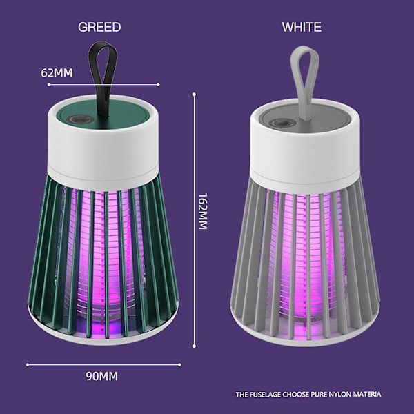 Bg-002 Elektronisk myggfångare hushåll bärbar myggdödande lampa insektsfångare fälla med LED-UV 368nm för flugor skadedjur mygg 2000mah laddningsbar Mo