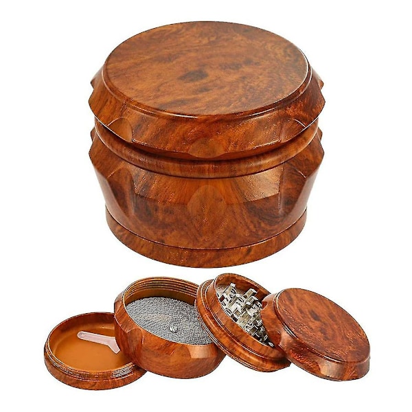 Wooden Grinder Capacity 4-layer Grinder With Pollen Scraper Suitable Kitchen Brown