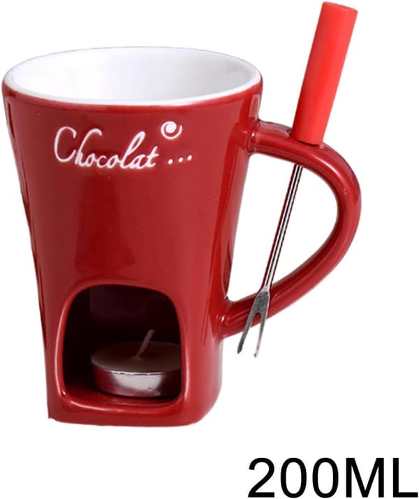 Fyrfadslys Fondue Sæt, Keramisk Smeltegryde til Chokolade og Dessert R\u00f6d