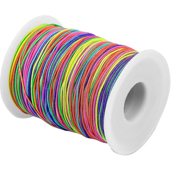 1 mm/100 m regnbågsfärg elastisk sladd Stretch tygtråd Hantverkssnöre med 1 mm diameter för halsband, armband, hantverk, hårrosetter, kostymhantverk