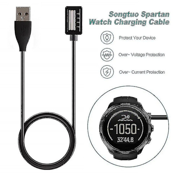 Oplader til Suunto 9/9 Baro, D5, Spartan Ultra Hr, Spartan Sports Wrist Hr, Eon Core - 100 cm magnetisk USB-opladerkabel