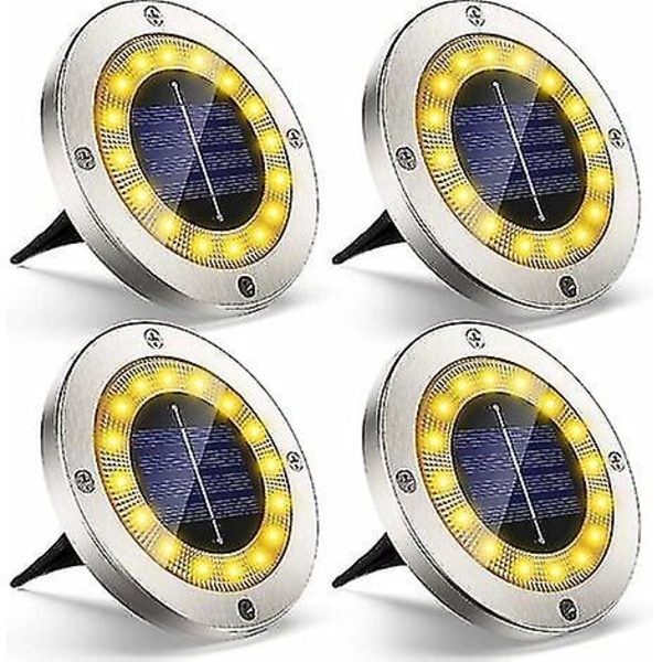 Solcellsbelysning för utomhus, 4-pack 16 LED Solcellslampor Utomhusbelysning IP65 Vattentät Sladdlös Rostfritt Stål Spotlight Armaturer