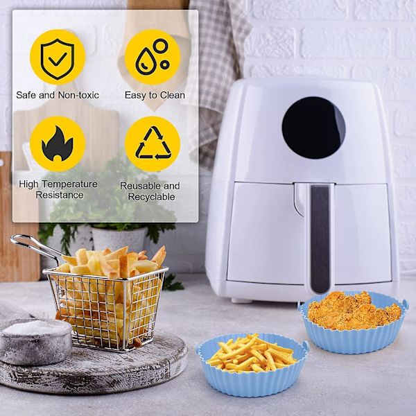 Airfryer Silikonform, Återanvändbara Airfryer-foder Airfryer-tillbehör Rund Airfryer-korg För Bakning Stekning Ugn Mikrovågsugn (blå)