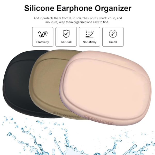 Silikone Hovedtelefon Organizer - Datakabel Opbevaringsboks - Mini Nøgleboks - Bærbar Trådløs Headset  (Sort - Brun - Nude-3PCS)