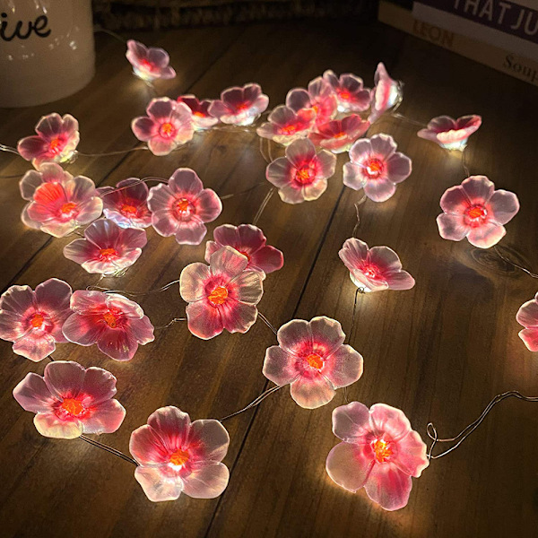 3M Pink Kirsebærblomst 30LED Fe Lys Kæde til Udendørs Juledekoration Selvstændig Batteridrevet Lampe Lys