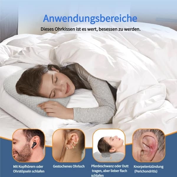 Super mikrofiberpute, perforert pute, pute for sidesovere med ørehuller, ørevennlig og komfortabel