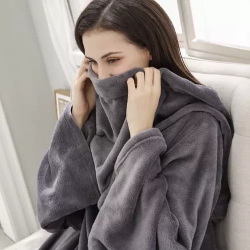Snug Rug - Oversized Hettegenser med Hette - Fleece gr\u00e5 gray