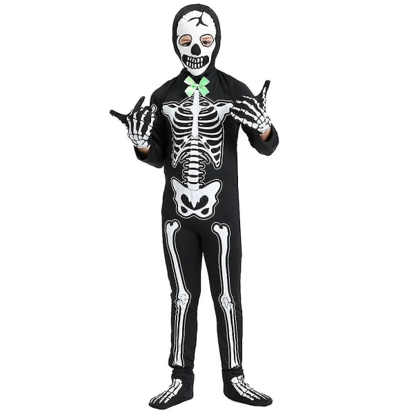5-9 år Barn Halloween Skeleton Costume 3d- printed Glow In The Dark Skull Skrämmande Cosplay Dress Up Outfits För Pojkar Flickor H 6-7 Years