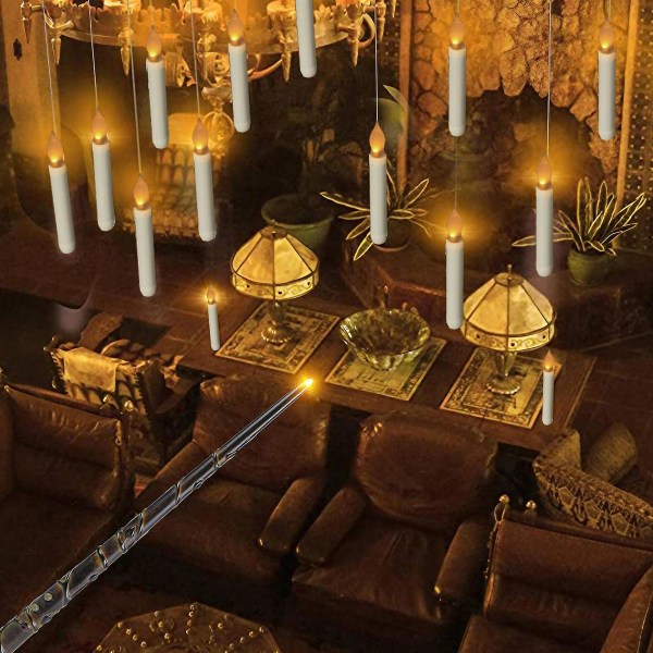 1 Set Candle Light Realistiska flytande led-ljus med fjärrkontrollstav för Halloween-dekorationer