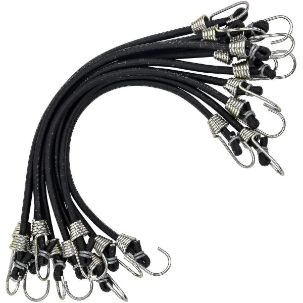 10 Pieces Bungee Cords With Mini Bungee Hooks, Universal Heavy Duty Bungee Cord Bungee Cords, Black