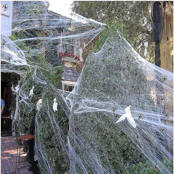 Webs Sträckbara spindelnät Halloween dekorationer Spindelnät och 8 st spindel