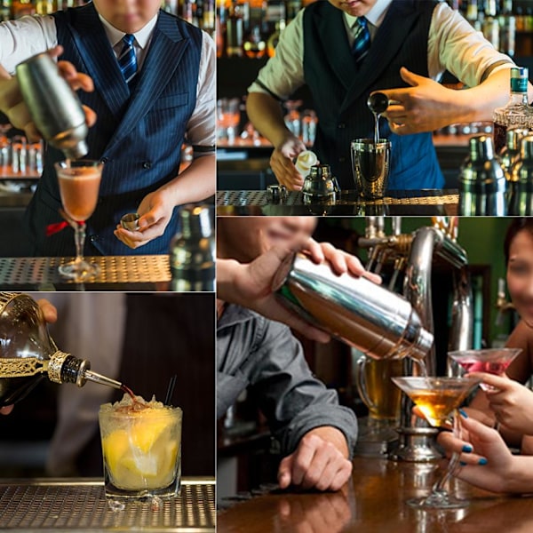 8-delt cocktail sæt, barsæt, shaker 550ml - Rustfrit stål
