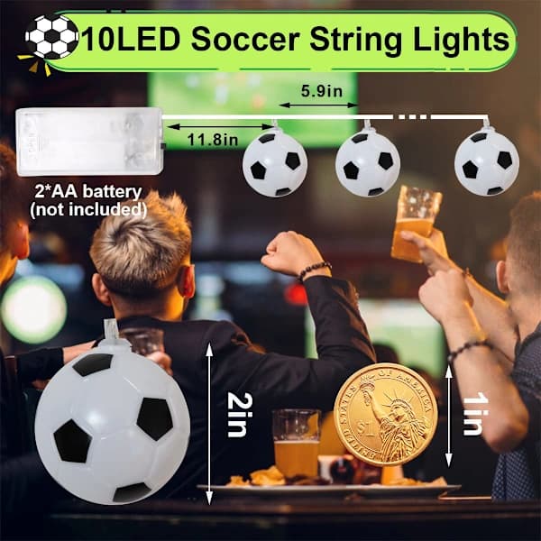 Fotboll Ljusslinga USB-driven 10 LED 1,7M för Sovrum Julgran Sportfest Barnpresent USB