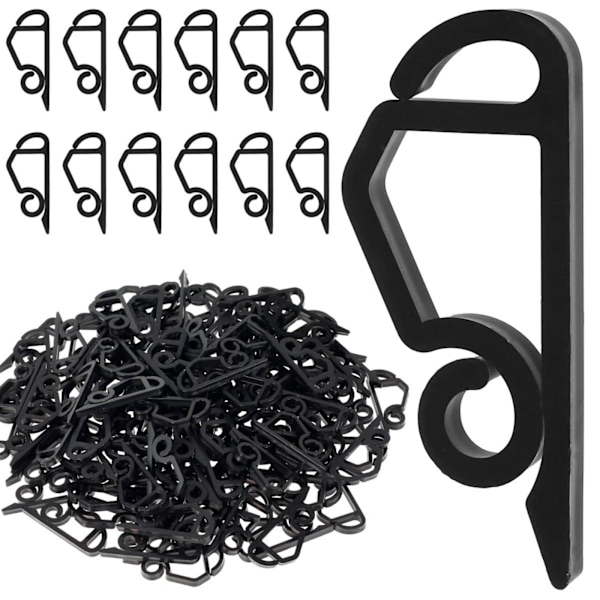 120 Pcs Light Clips Outside Gutter Hooks - Plastic Holiday Gutter Light Weatherproof Hooks for Halloween Christmas (Black)