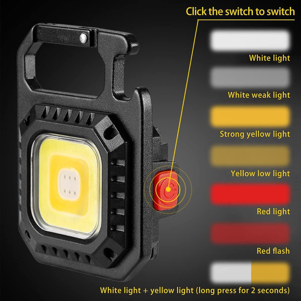 Mini Led -taskulamppu 700 Lumenia magneettiset Cob -taskulamput 500 mAh USB-ladattava kirkas työvalo kannettava avaimenperän taskulamppu 7 valaistustilalla taitto