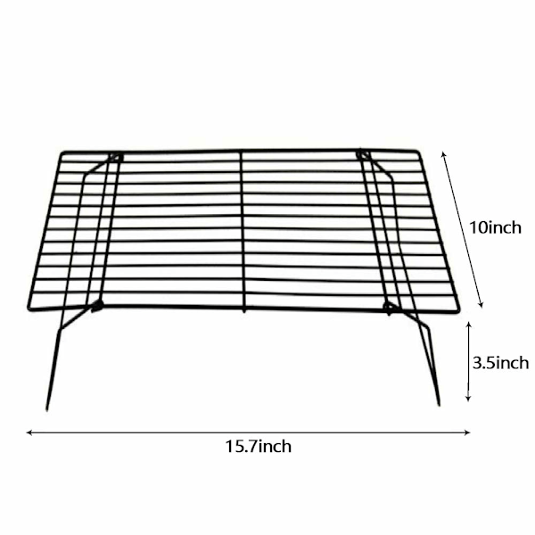 3-vånings kylställ, hopfällbart non-stick rostfritt ståltrådställ för pajer, bakverk, 15,7'' x 10'' (svart 3-vånings)