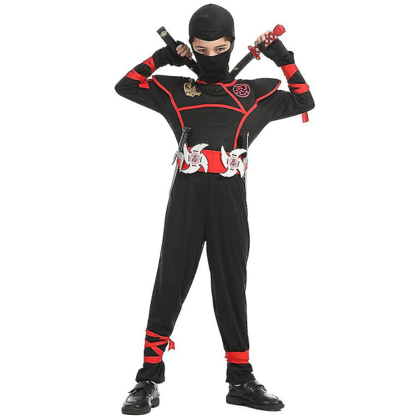 Halloween jul 4-12 år Barn Pojkar Flickor Ninja Cosplay Party Dräkt Set Jumpsuit Mask Handskar Bälte Dolk Dart Rekvisita Outfits Set Presenter 10-12 Years