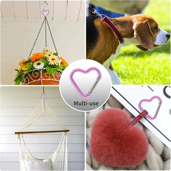 10 rosa hjärtformade spännen, hjärtformad nyckelring nyckelspänne