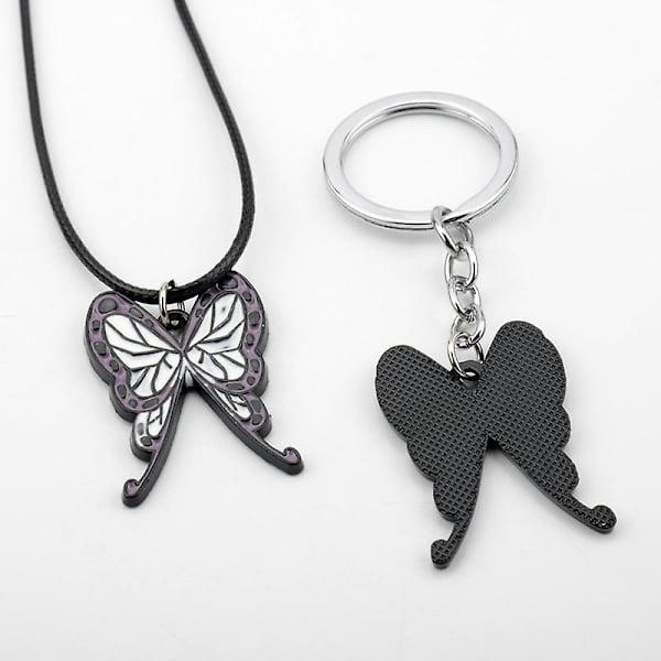 4 st Demon Slayer Metall Nyckelringar Hänge Läder Halsband
