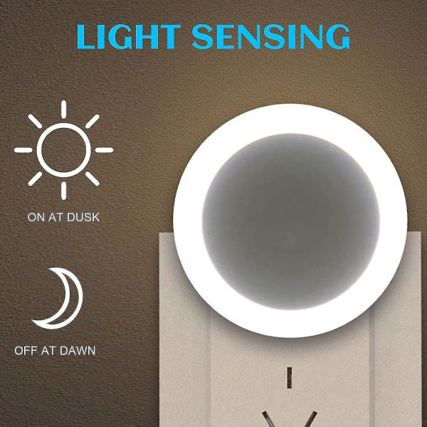 Auto-på/leddfunksjon, LED-lys med sensor, egnet for soverom, korridor (2 stk), (hvit)
