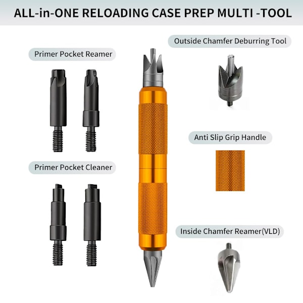 Kotelo Multi-Tool Case Trimmerille, Crafting Case Pocket Cleaner, Reamer ja Viiste - Lataustyökalu .17 - .45 Kaliiperille