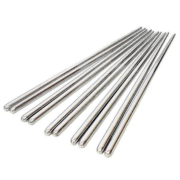 Rustfrit stål spisepinde rustfrit stål spiral spisepinde 22,5 cm lange lette spisepinde sæt genanvendelige klassisk stil til køkken middag 5 par -