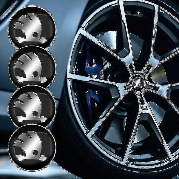 4pcs Car Wheel Hub Cap Metal Stickers For Skoda Octavia A5 B Old Febia Ster 2013 2005-2008 Rapid Ster Kodiaq