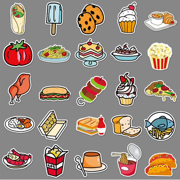 50 pakker Sushi Roll Rice Stickers Vannflasker Bærbar Telefon Datamaskin Gitar Skateboard Japansk Mat Sushi Ris Ramen Suppe Vinyl