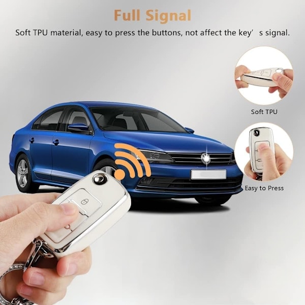 Nøglevedhæng til Volkswagen VW Bilnøgle Tiguan Jetta Beetle Passat Golf GTI Tilbehør Sødt TPU Smart Nøgleetui Beskyttelse Bling Krystal