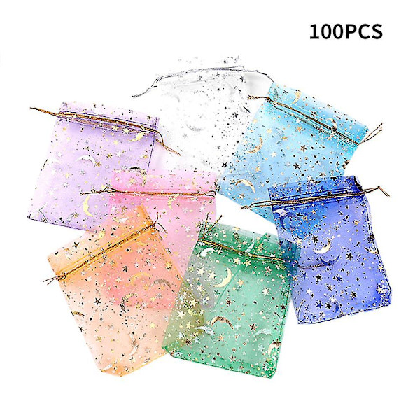 100 stk. Bryllupsfest Elegant Lille Slik Organza Gavepose i Flere Tilfældige Farver (Tilfældige Flere Farver! Tilfældige Flere Farver!)