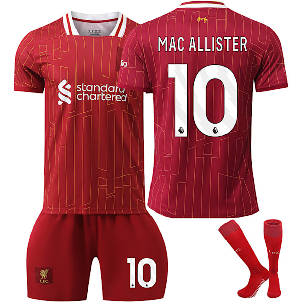 Liverpoolin kotipaita lapsille ja aikuisille kaudelle 2024-2025, sukat mukana, nro 10 MAC ALLISTER nro 10 MAC ALLISTER No.10 MAC ALLISTER 24