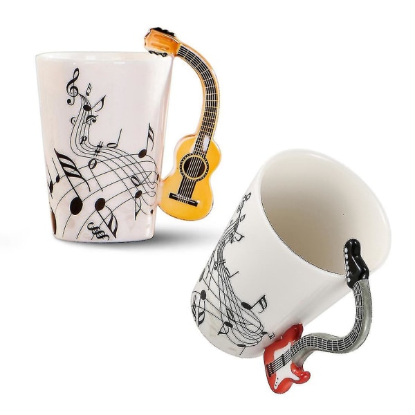 Guitar Handle Ceramic Cup Free Spectrum Coffee Milk Tea Cup Musical Instrument & Music Style Guitar