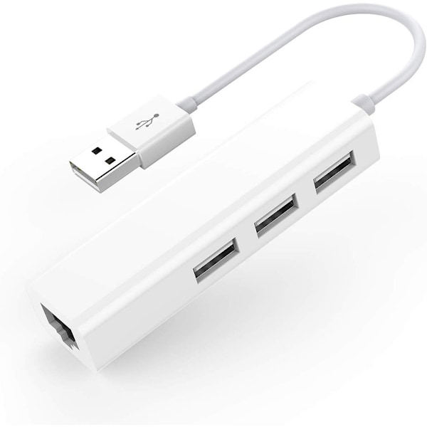 USB Ethernet Netværkskort 3 Porte Høj Hastighed USB 2.0 til RJ45 Netværksadapter 10/100 til Macbook Win med Hub