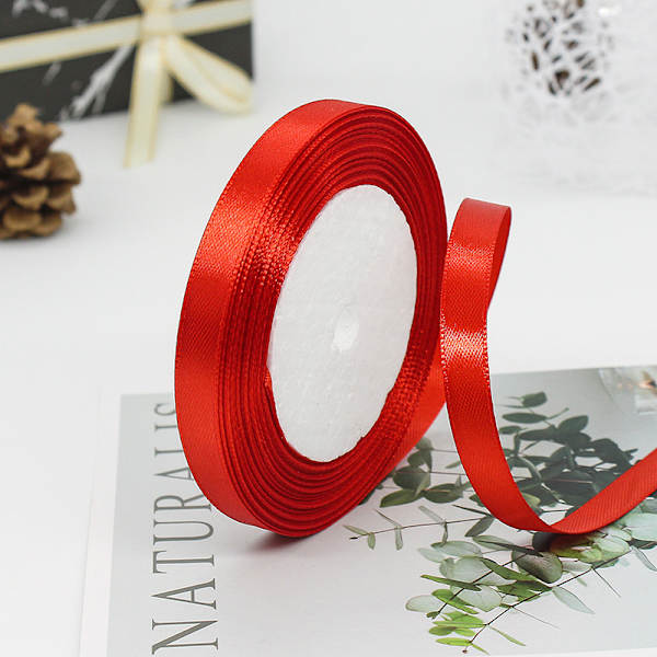Satinband Polyester Tunna Solida Tygband Rullar för Presentinslagning Inbjudan, Blommor, Ballonger, Fest, Bröllopsdekoration (4 st)