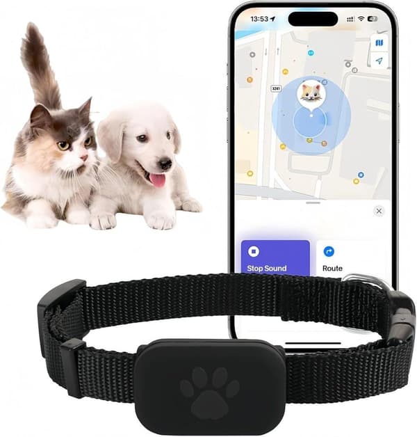 GPS-tracker för husdjur, GPS-halsband för katt och hund, husdjurstracker kompatibel med iOS/Android