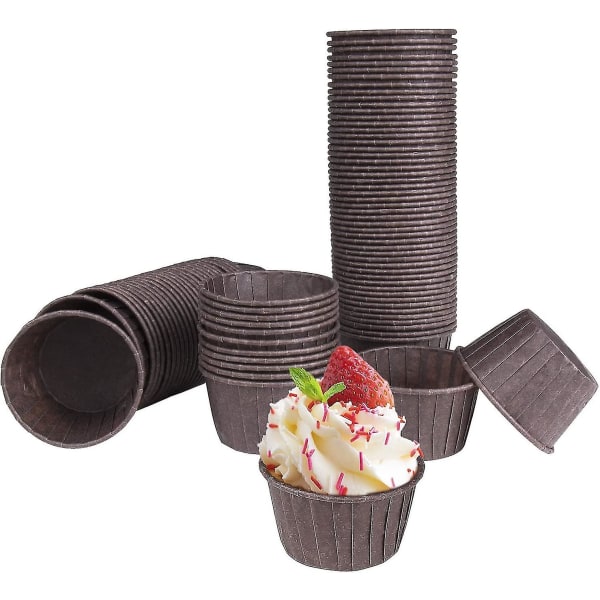 100 stk standard oljebestandige papirformer for muffins og cupcakes (brun)