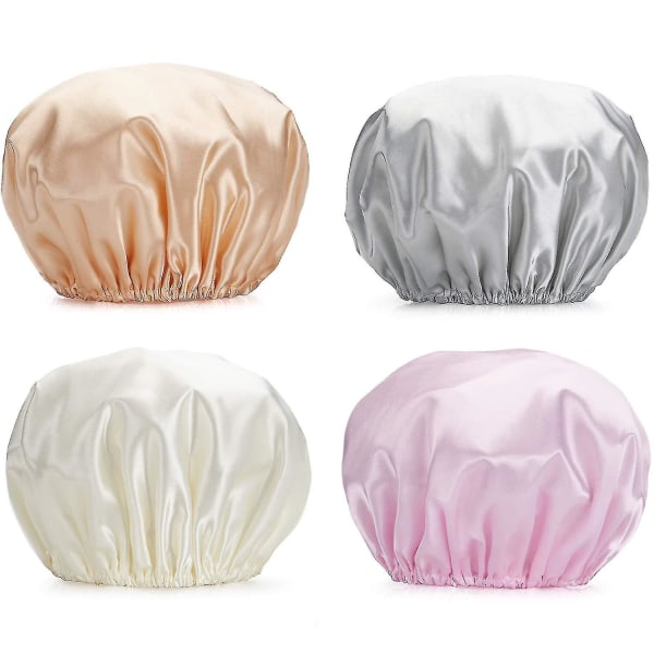 4-pack Double Waterproof Layers Bathing Shower Hat Hair Protection Eva Shower Caps Reusable