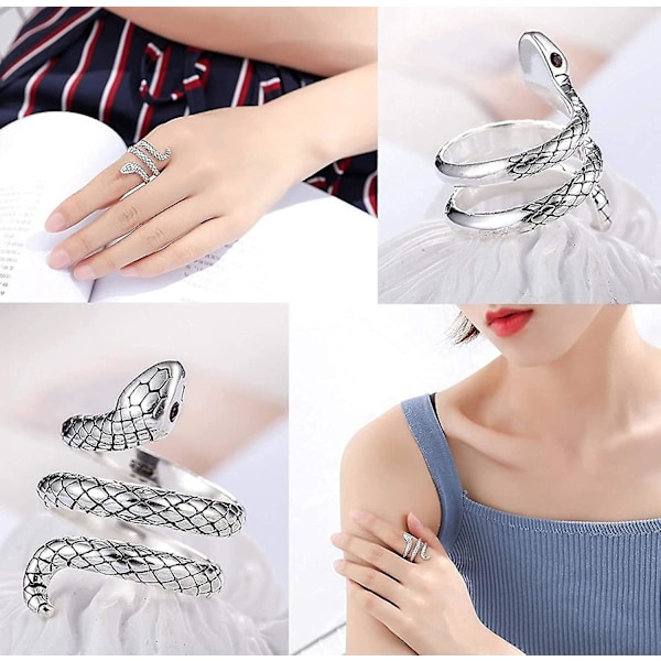 925 silverring justerbar retro mode punkstil personlig ormring