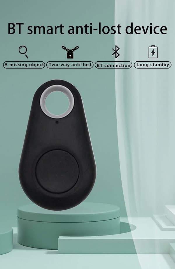 Bluetooth Tracker til iOS og Android, Mini Genstandsfinder med Gratis App, Sporing i Reeltid til Nøgler, Kæledyr, Børn og Bagage, Sort