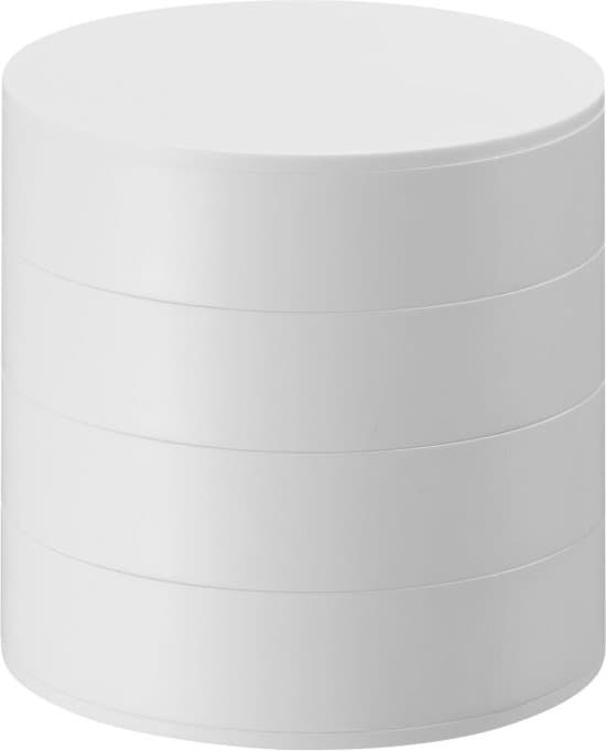 Yamazaki Tower 4-lagers roterande accessoarorganisatör med filtfoder, ingen montering smyckesförvaring för ringar örhängen klockor, vit